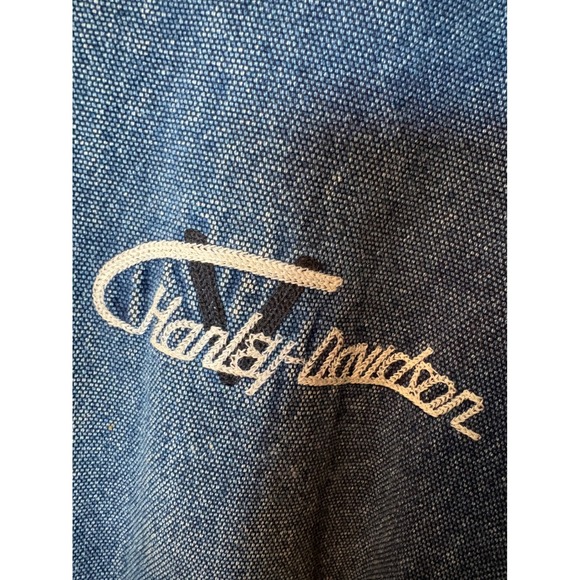 Vintage Harley Davidson Denim Bomber Jacket Blue V-Twin Power Mens Small - Picture 2 of 6